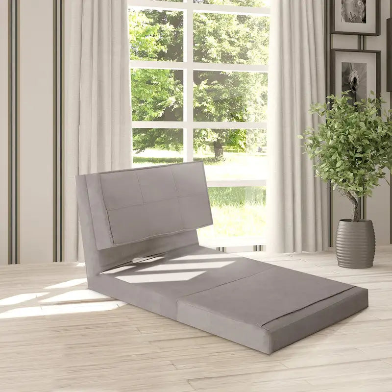 Convertible Fold-Down Sleeper Sofa Chair Lounger Bed in Grey and Black