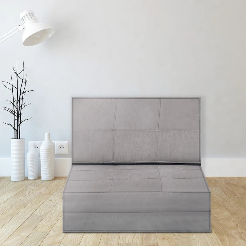 Convertible Fold-Down Sleeper Sofa Chair Lounger Bed in Grey and Black