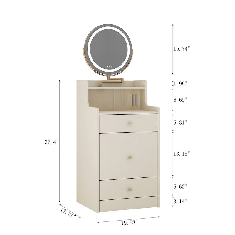 Lighted Vanity Mirror Dresser with Storage Drawers and Charging Station Light Yellow