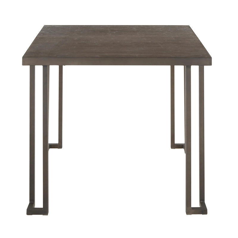 Industrial Espresso Wood Square Dining Table with Antique Metal Legs