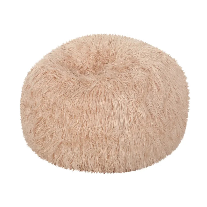 Shaggy Faux Fur Bean Bag Chair with Foam Filling and Removable Cover