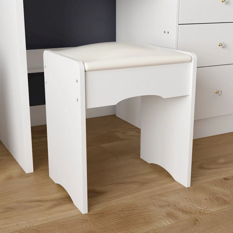 White Makeup Vanity Table with LED Lighted Mirror and Storage Drawers