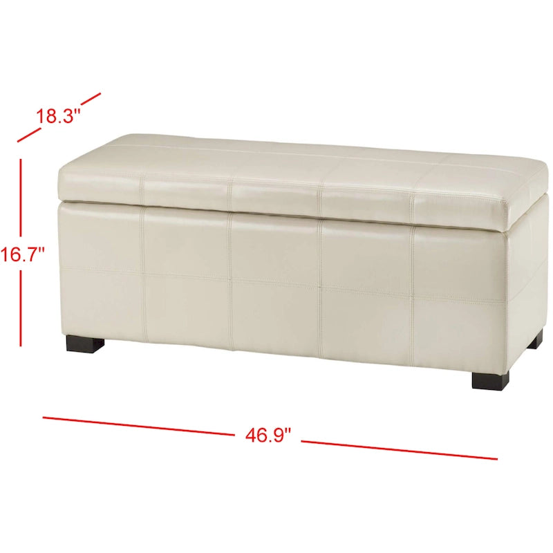 Bicast Leather Wooden Storage Bench with Ottoman Seating Brown Black Cream