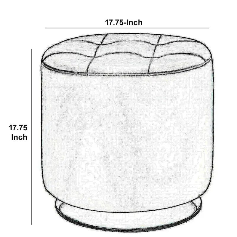 Round Tufted Swivel Ottoman Gray Faux Leather Metal Base Modern