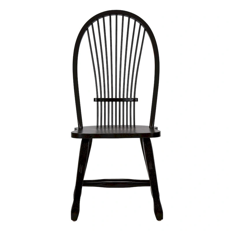 Classic Black Windsor Spindle Back Solid Wood Dining Chair Distressed Finish