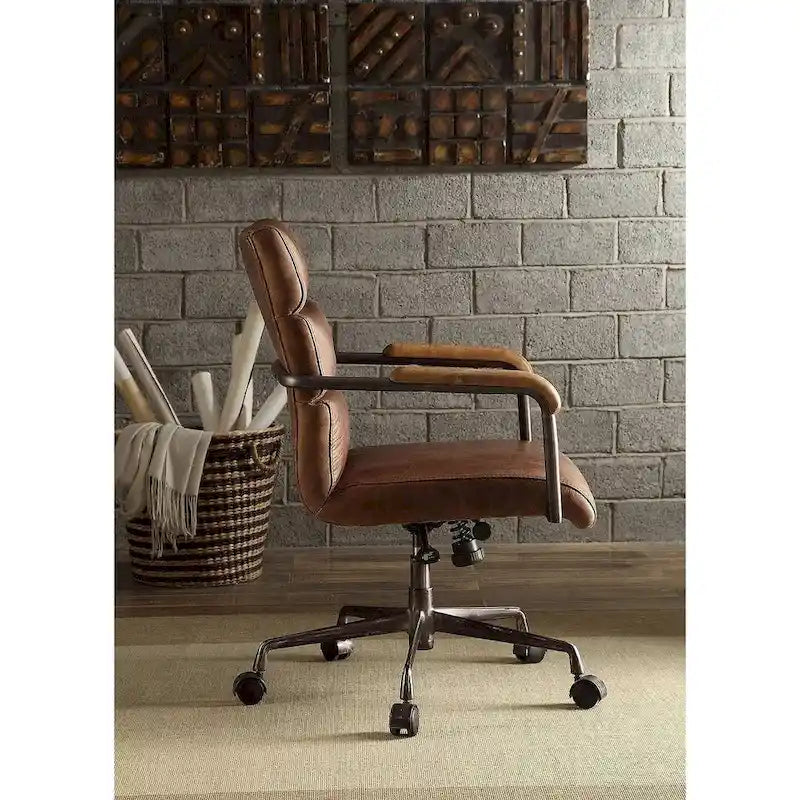 Retro Brown Top Grain Leather Swivel Executive Office Chair