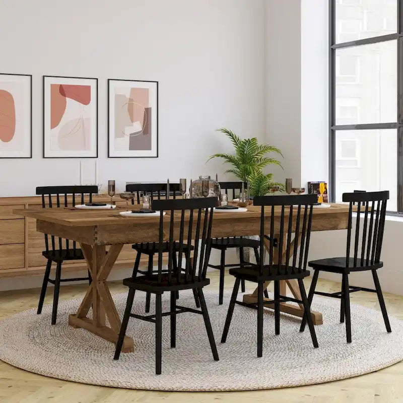 Rustic Solid Pine Folding Dining Table with X-Style Legs Antique Brown