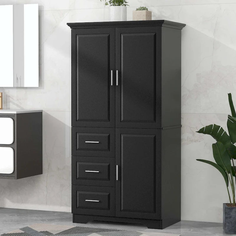 Freestanding Storage Cabinet with Drawers Doors Adjustable Shelf Black White Grey