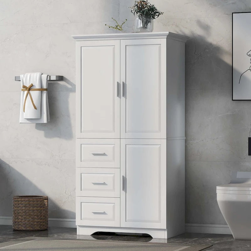 Freestanding Storage Cabinet with Drawers Doors Adjustable Shelf Black White Grey
