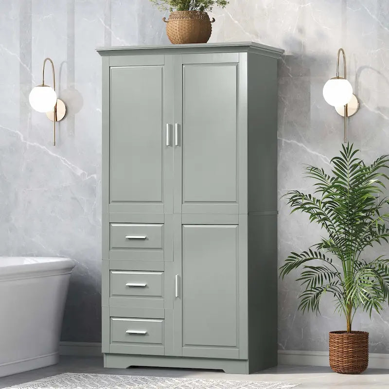 Freestanding Storage Cabinet with Drawers Doors Adjustable Shelf Black White Grey