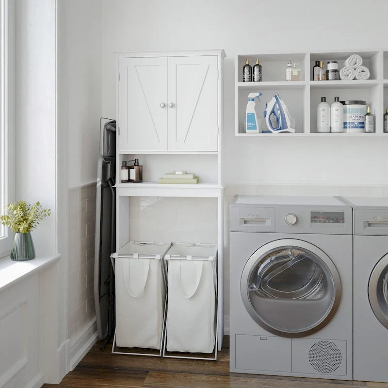 Over-the-Toilet Storage Cabinet with Adjustable Shelves and Magnetic Doors