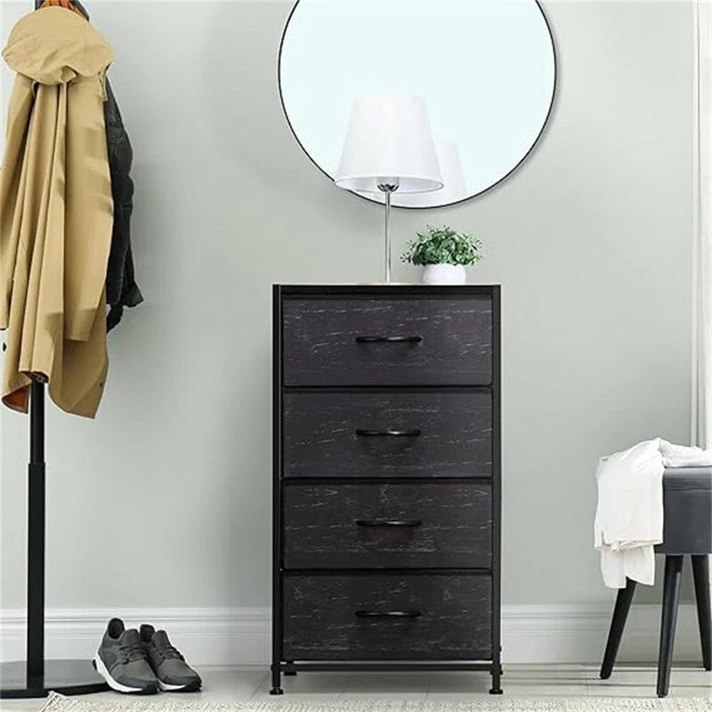 4-Drawer Fabric Storage Dresser with Steel Frame and Wooden Top
