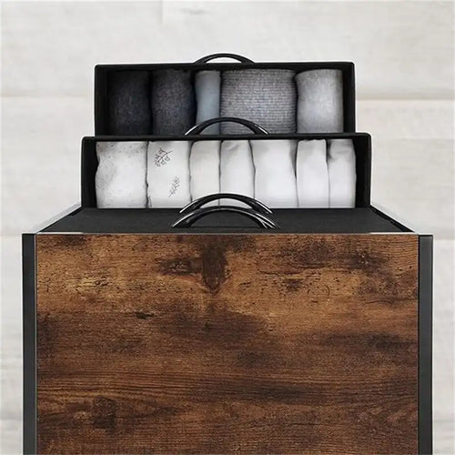 4-Drawer Fabric Storage Dresser with Steel Frame and Wooden Top