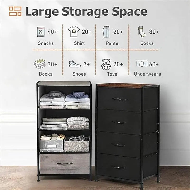 4-Drawer Fabric Storage Dresser with Steel Frame and Wooden Top