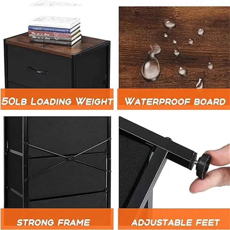 4-Drawer Fabric Storage Dresser with Steel Frame and Wooden Top