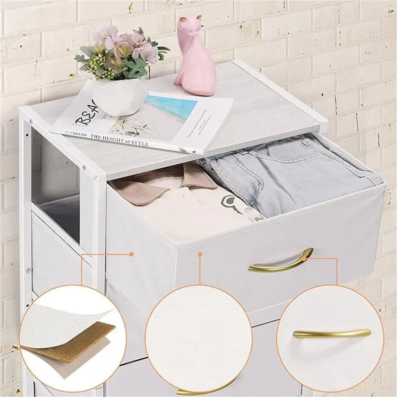 4-Drawer Fabric Storage Dresser with Steel Frame and Wooden Top