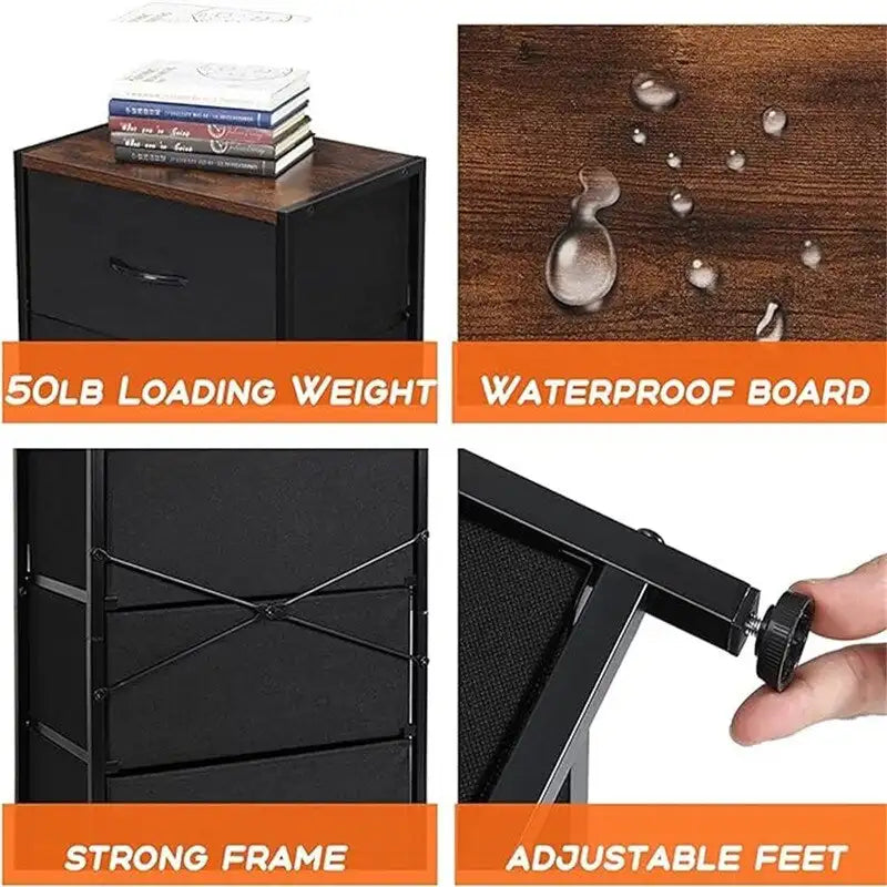 4-Drawer Fabric Storage Dresser with Steel Frame and Wooden Top