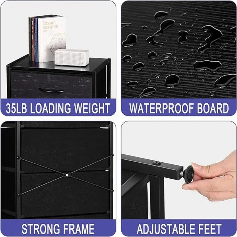 4-Drawer Fabric Storage Dresser with Steel Frame and Wooden Top
