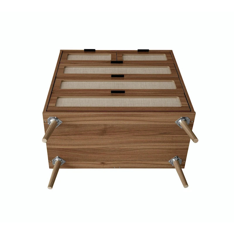 5-Drawer Rattan Accent Storage Cabinet Black Walnut Pine Legs Waterproof