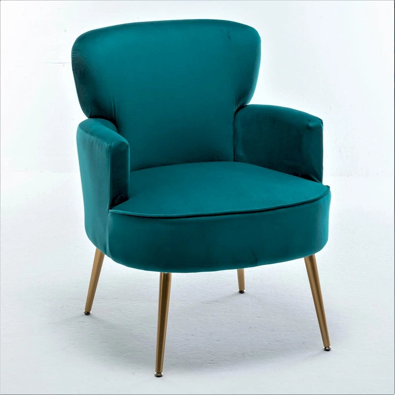 Modern Velvet Accent Chair with Gold Metal Legs, Multiple Colors