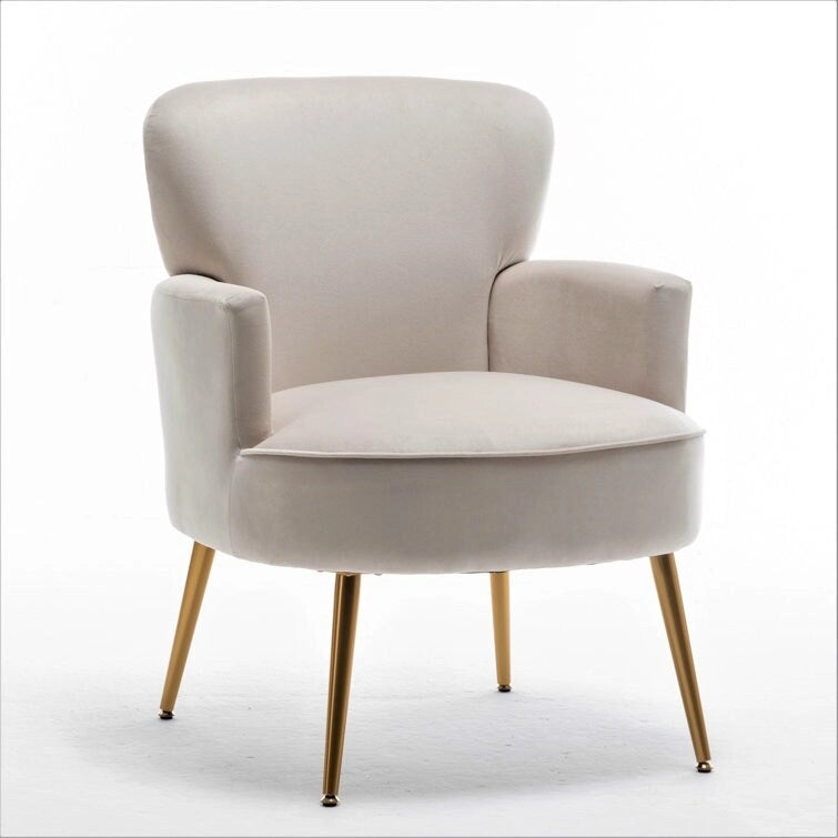 Modern Velvet Accent Chair with Gold Metal Legs, Multiple Colors
