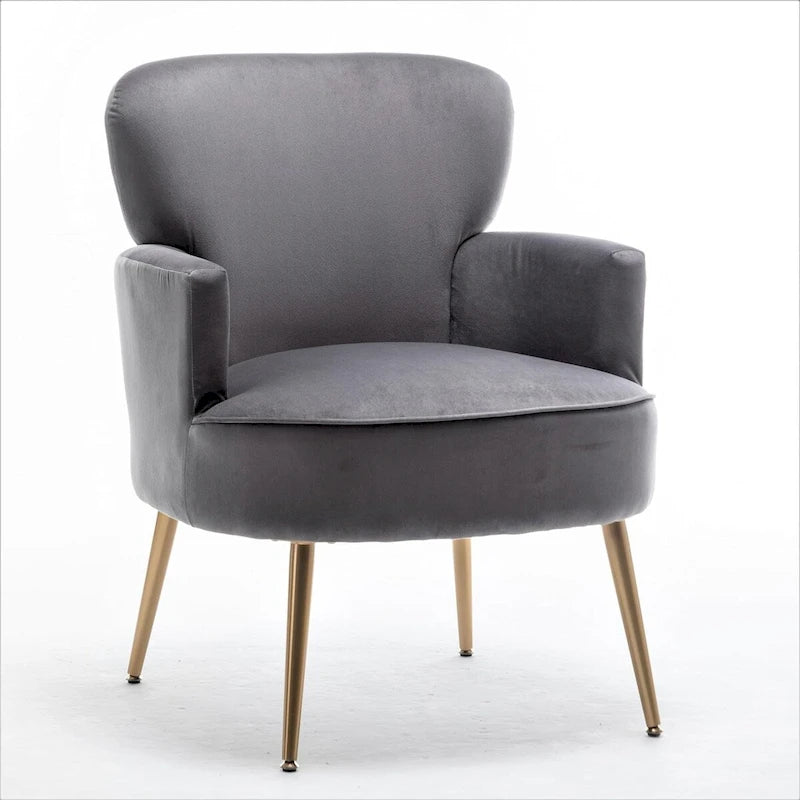 Modern Velvet Accent Chair with Gold Metal Legs, Multiple Colors