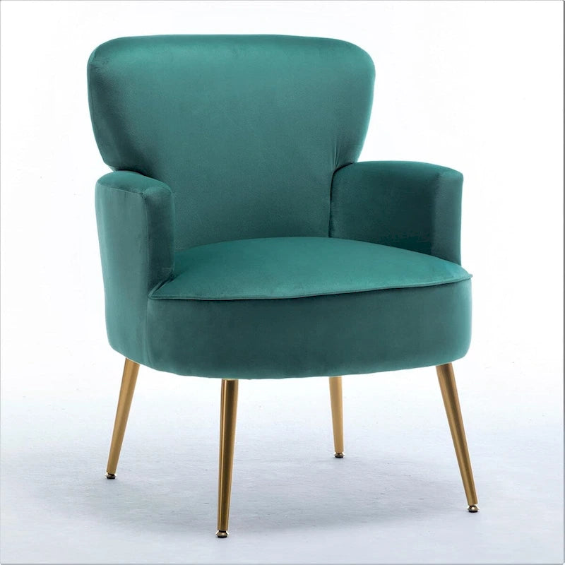 Modern Velvet Accent Chair with Gold Metal Legs, Multiple Colors