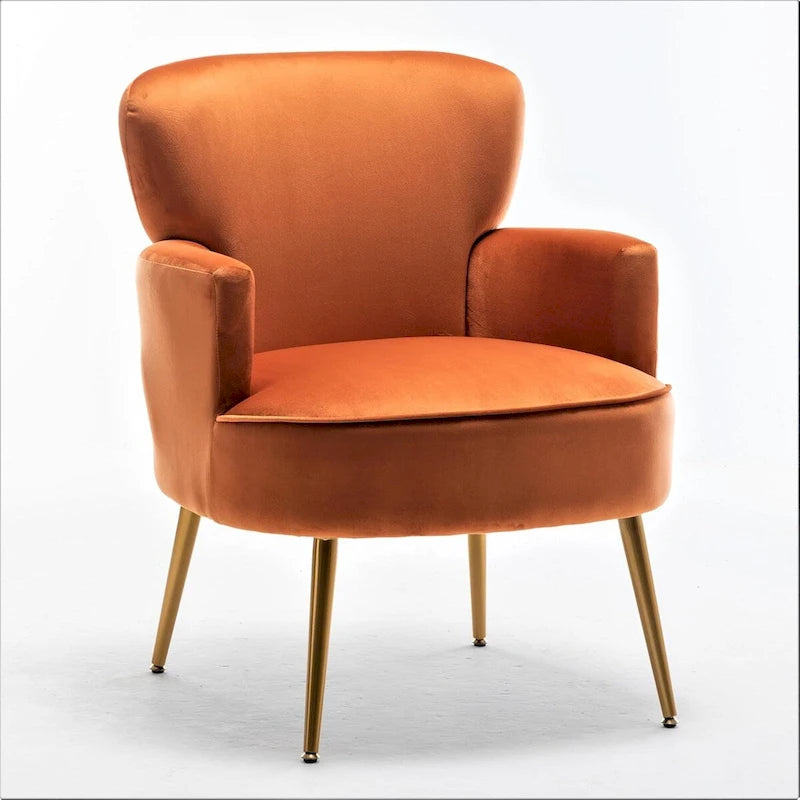 Modern Velvet Accent Chair with Gold Metal Legs, Multiple Colors