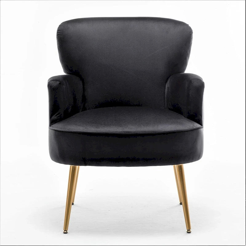 Modern Velvet Accent Chair with Gold Metal Legs, Multiple Colors