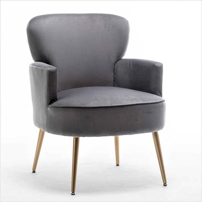 Modern Velvet Accent Chair with Gold Metal Legs, Multiple Colors