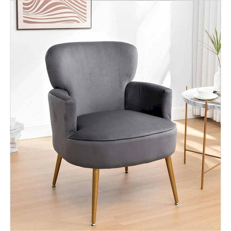 Modern Velvet Accent Chair with Gold Metal Legs, Multiple Colors