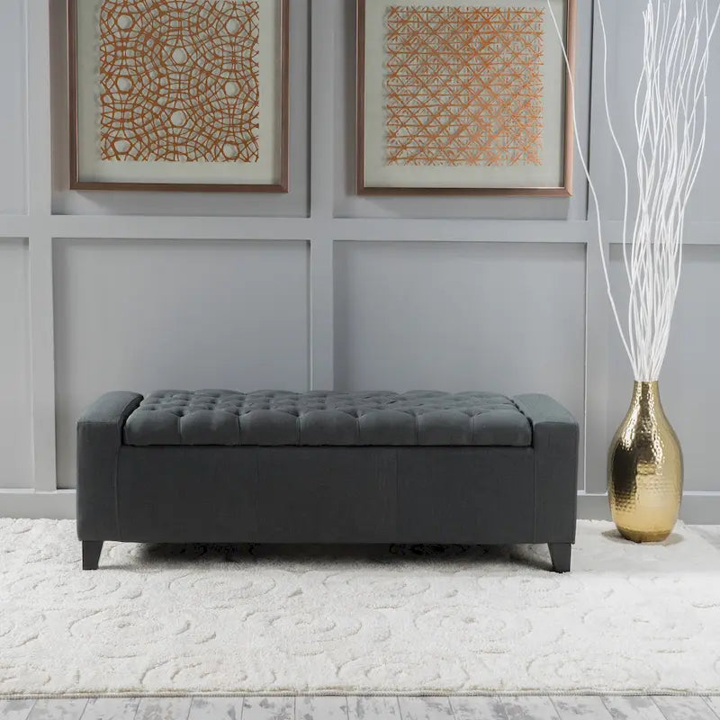 Button-Tufted Velvet Upholstered Storage Bench with Lift-Top Lid, Multi-Color