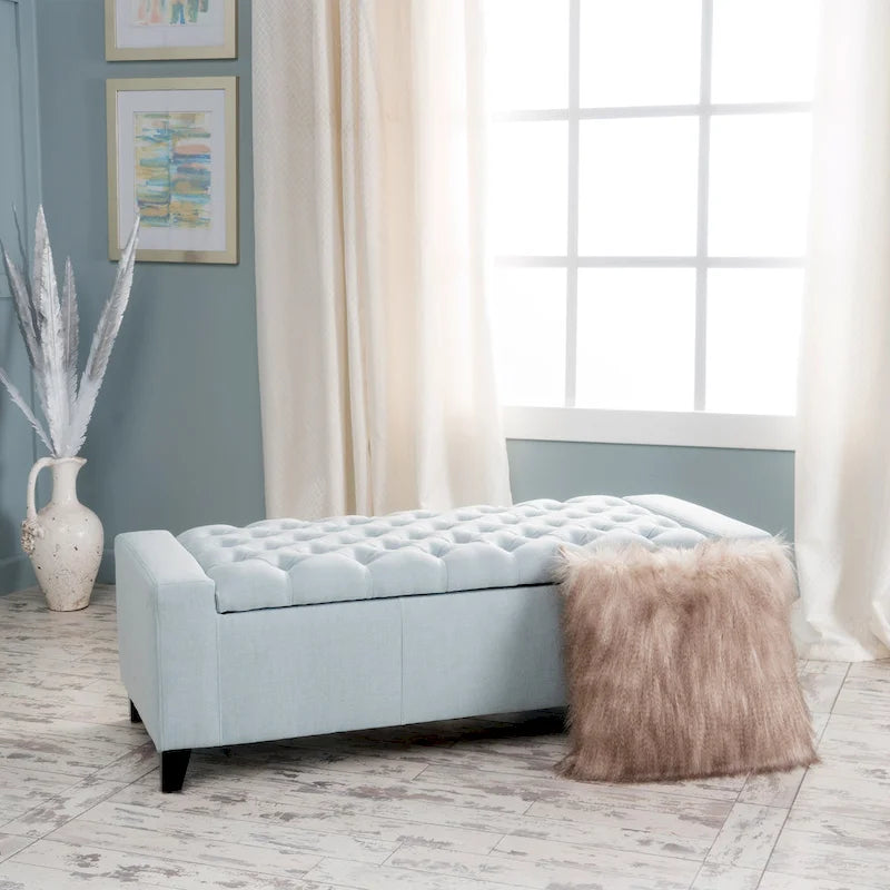 Button-Tufted Velvet Upholstered Storage Bench with Lift-Top Lid, Multi-Color