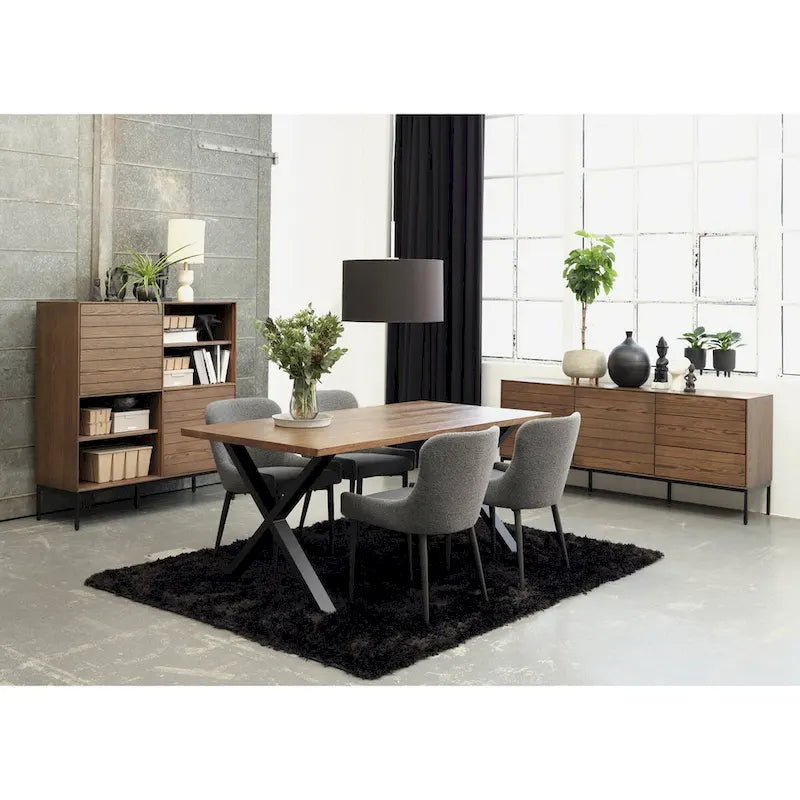 Boucle Dining Chair Upholstered Scoop Back Black Steel Legs Deep Grey Cream Forest Green