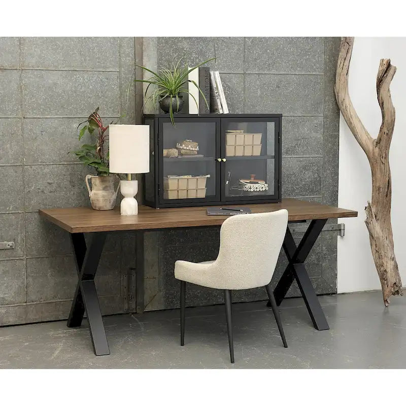 Boucle Dining Chair Upholstered Scoop Back Black Steel Legs Deep Grey Cream Forest Green