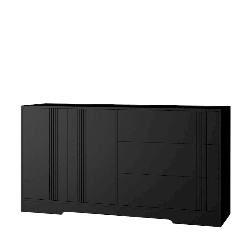 Freestanding Sideboard Storage Cabinet with Drawers Double Doors Adjustable Shelves Black White