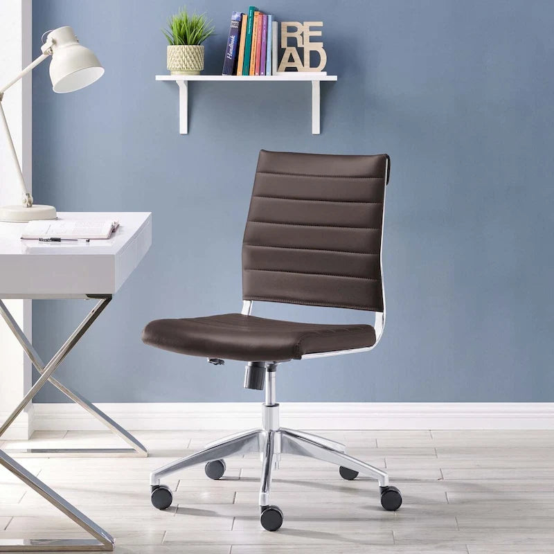 Mid-Back Adjustable Office Chair with Channel Tufted Vinyl Cushion