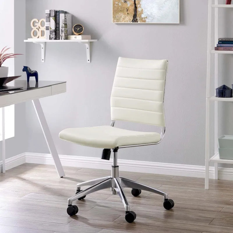Mid-Back Adjustable Office Chair with Channel Tufted Vinyl Cushion