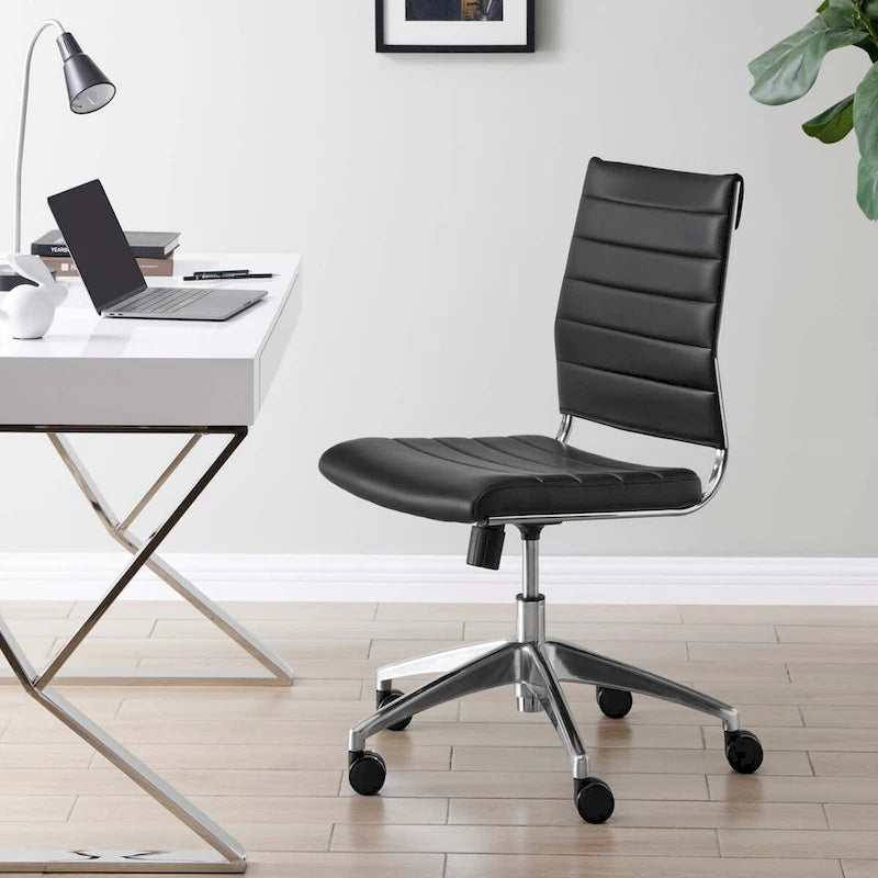 Mid-Back Adjustable Office Chair with Channel Tufted Vinyl Cushion
