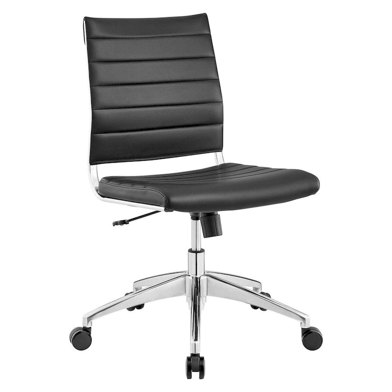 Mid-Back Adjustable Office Chair with Channel Tufted Vinyl Cushion
