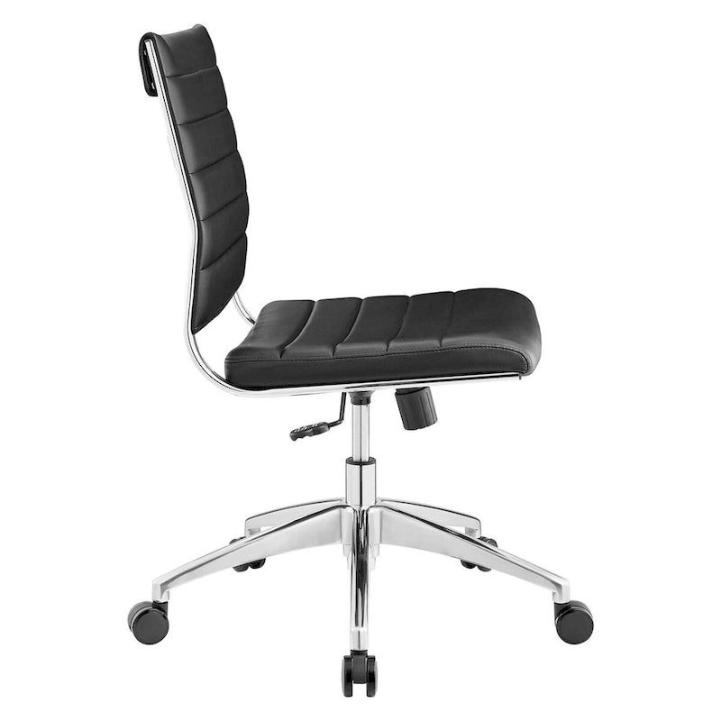Mid-Back Adjustable Office Chair with Channel Tufted Vinyl Cushion