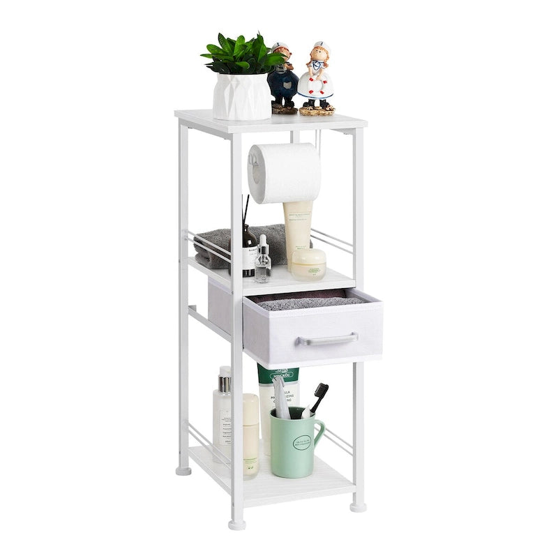 3-Tier Freestanding Bathroom Storage Cabinet with Toilet Paper Holder and Sliding Drawer, Rustic Brown