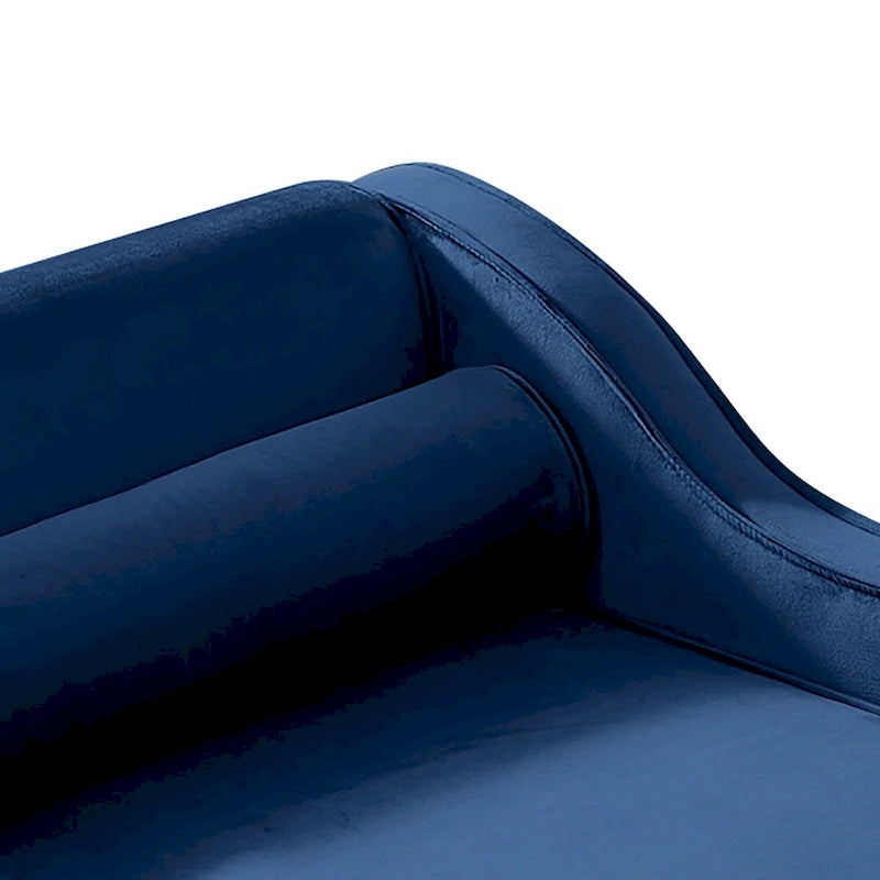 Velvet Upholstered Storage Chaise Lounge with Bolster Pillow, Gold Legs